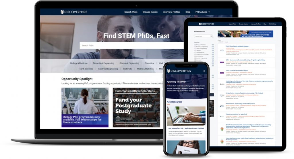 DiscoverPhDs Responsive views